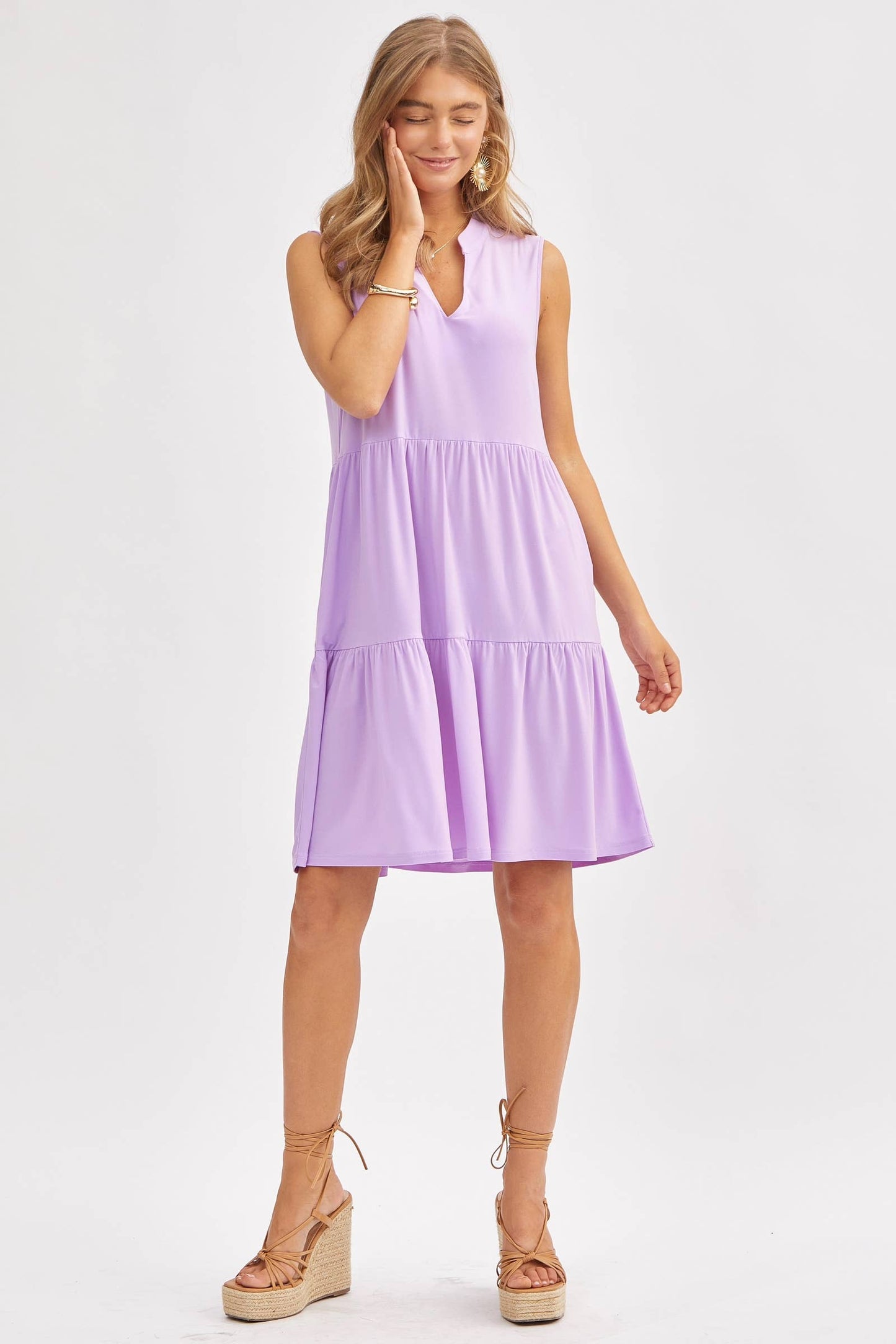 Lilac 3 Tier A-line Flowy Dress - Small