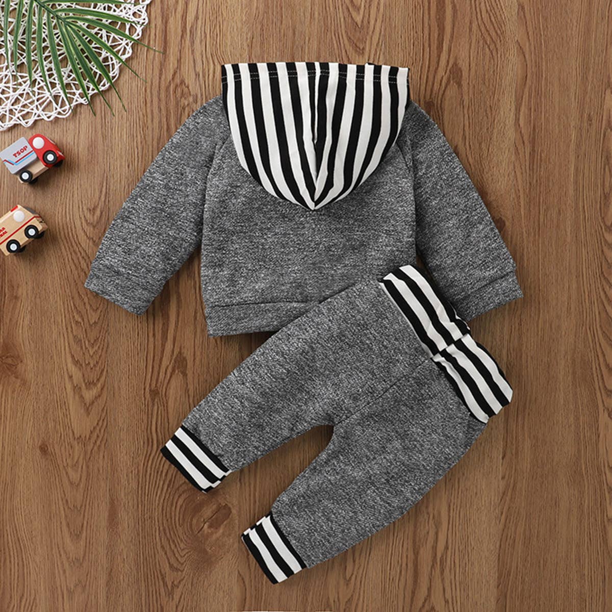 Grey Dinosaur Baby Hooded Sweatshirt & Pants