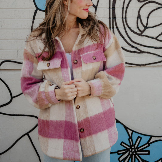 Mauve/Tan Plaid Shacket