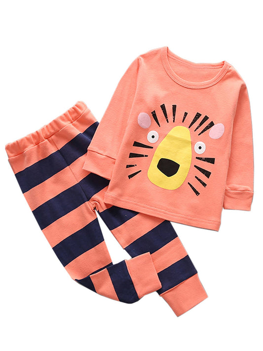 Animal Graphic 2pc Boy Clothing Set: Peach