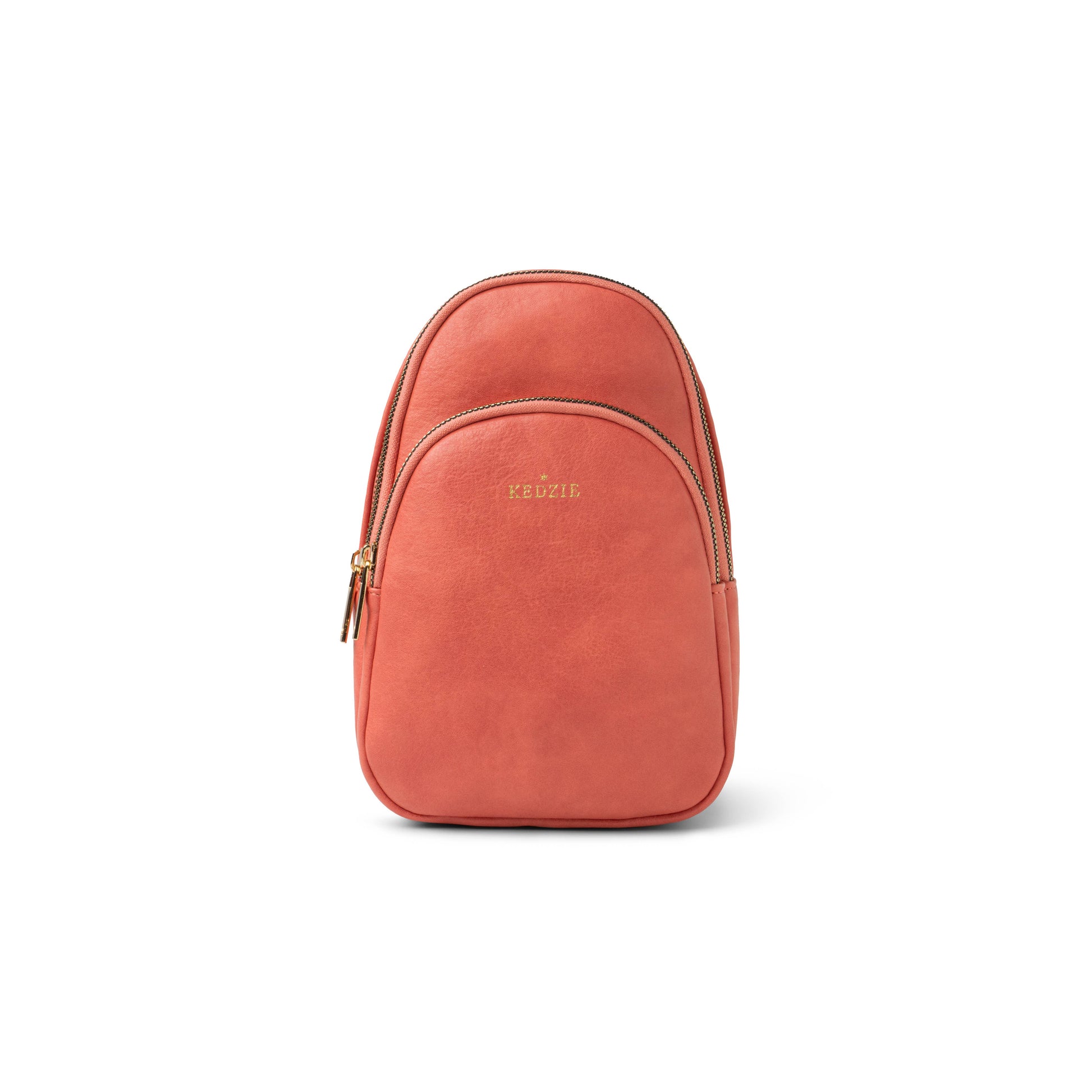 Coral Kedzie sling crossbody bag, 2 zipper pockets