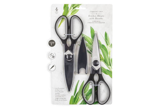 Kitchen shears with sheaths- 2 pc, comfort grip