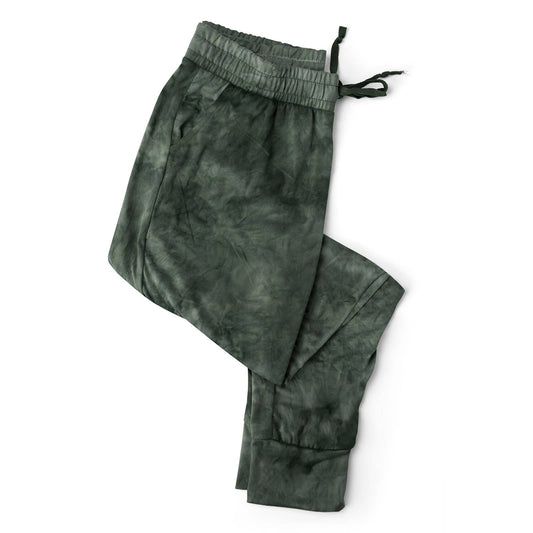 Drawstring loungewear- joggers, green, tie dye, front pockets, 