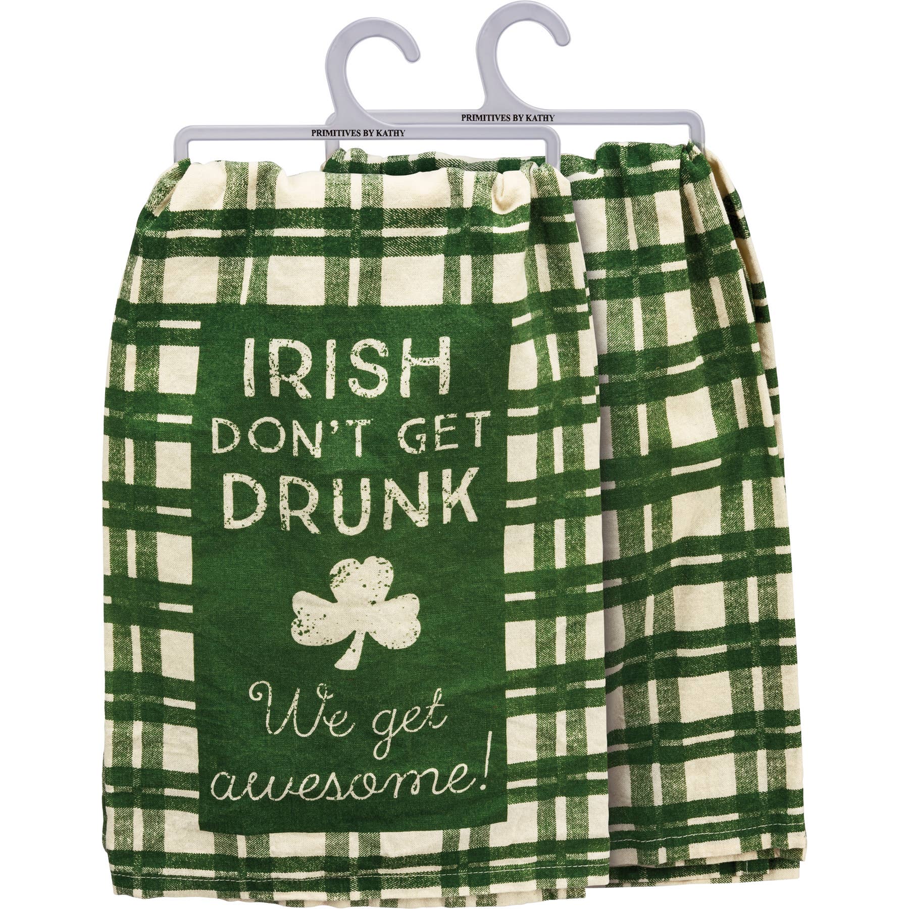 Irish don't get drunk- hand towel. Green and white