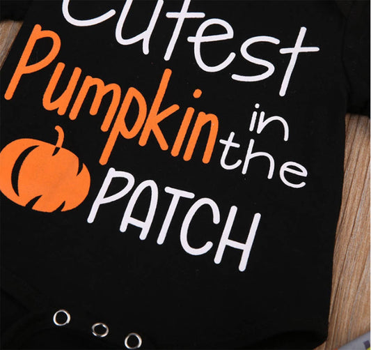 Black Cutest Pumpkin Halloween 3 Pc Baby Costume Outfit