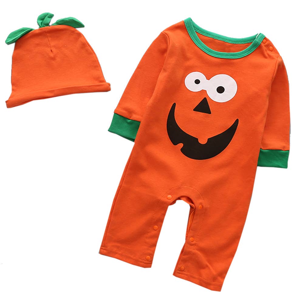 Little Monster Cotton 2pc Baby Outfit: Orange